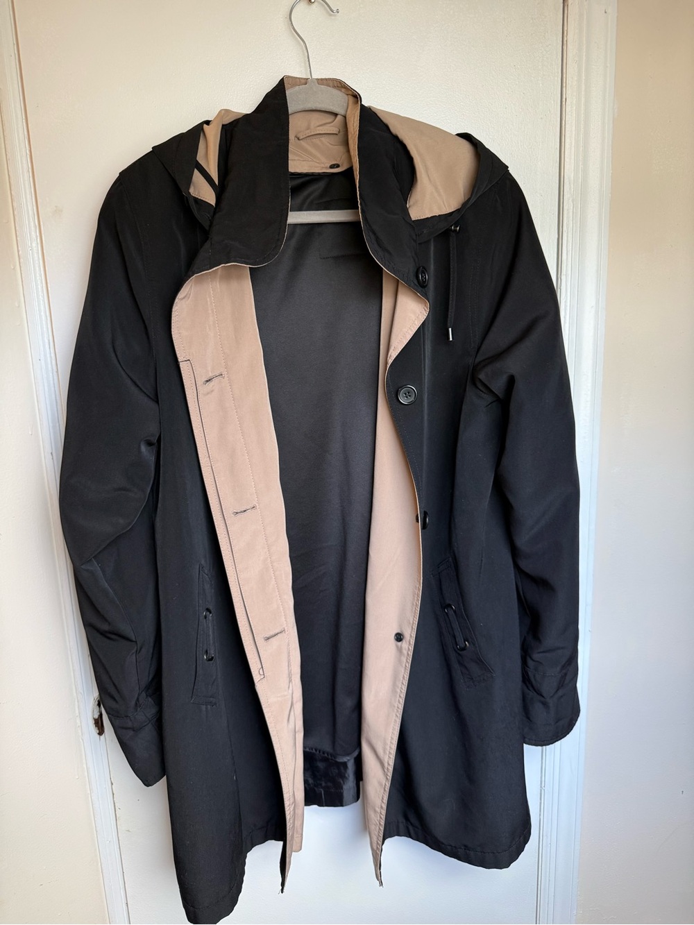 Black Trench Coat with Tan Lining